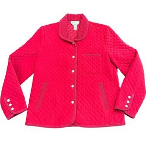 Talbots Womens classic red quilted jacket with corduroy trim SP
